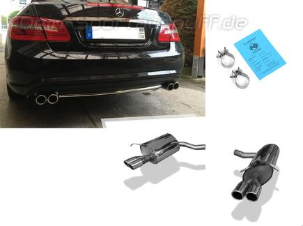 Fox Edelstahl Duplex Sportauspuff Mercedes E-Klasse Coupe C207 6-Zylinder (Baureihe W212) 2x70mm rund eingerollt abgeschrägt