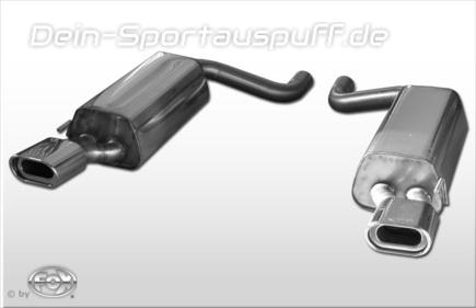 Fox Edelstahl Duplex Sportauspuff Mercedes S-Klasse Coupe CL215 135x80mm flachoval eingerollt abgeschrägt mit Absorber
