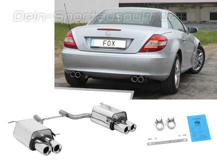 Fox Edelstahl Duplex Sportauspuff Mercedes SLK R171 1.8l 2x90mm rund eingerollt gerade mit Absorber