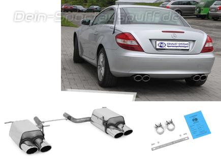 Fox Edelstahl Duplex Sportauspuff Mercedes SLK R171 3.0l 3.5l 2x115x85mm oval eingerollt abgeschrägt