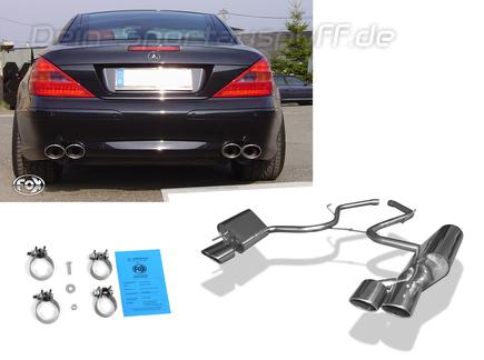 Fox Edelstahl Duplex Sportauspuff Mercedes SL R230 ab 2006 2x115x85mm oval eingerollt abgeschrägt