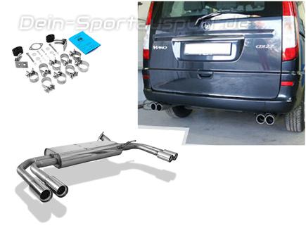 Fox Edelstahl Duplex Sportauspuff Mercedes Vito u. Viano W639 V639 2x76mm rund scharf gerade mit Absorber