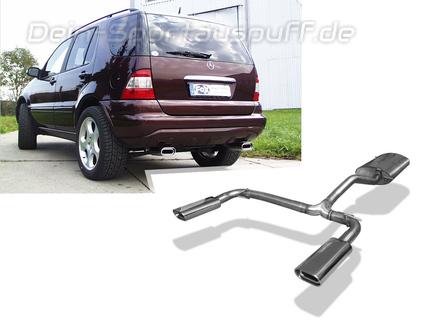Fox Edelstahl Duplex Sportauspuff Mercedes M-Klasse W163 ML 270 CDI 135x80mm flachoval eingerollt abgeschrägt mit Absorber