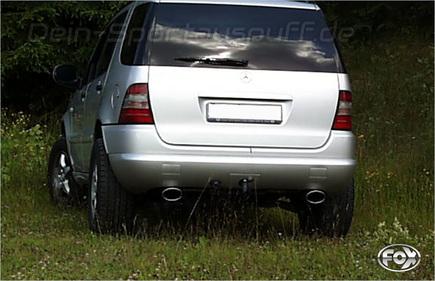 Fox Edelstahl Duplex Sportauspuff Mercedes M-Klasse W163 ML 270 CDI 115x85mm oval eingerollt abgeschrägt