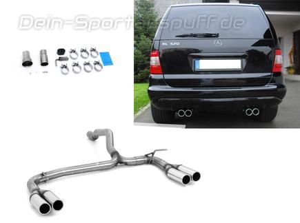 Fox Edelstahl Duplex Endrohrgeweih Mercedes M-Klasse W163 ML 2x76mm rund eingerollt gerade