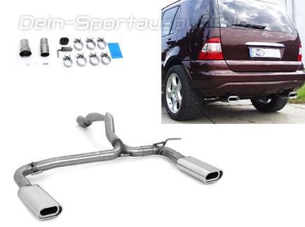 Fox Edelstahl Duplex Endrohrgeweih Mercedes M-Klasse W163 ML 135x80mm flachoval eingerollt abgeschrägt mit Absorber
