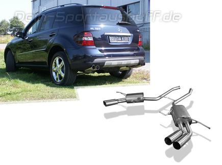 Fox Edelstahl Duplex Sportauspuff Mercedes M-Klasse W164 2x76mm rund scharf gerade