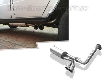 Fox Edelstahl Sportauspuff Mercedes G-Klasse W463 ohne Trittbrett 2x76mm rund scharf abgeschrägt