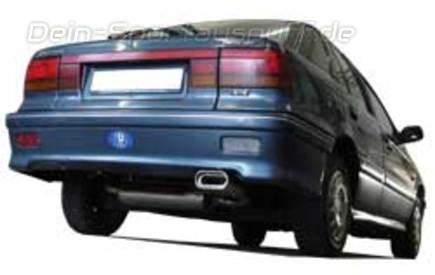Fox Edelstahl Sportauspuff Mitsubishi Lancer 4 Stufenheck Bj.88-94 160x80mm flachoval eingerollt abgeschrägt mit Absorber