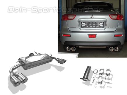 Fox Edelstahl Duplex Sportauspuff Mitsubishi Lancer 8 CYO Diesel Stufenheck u. Sportback 2x90mm rund eingerollt abgeschrägt mit Absorber