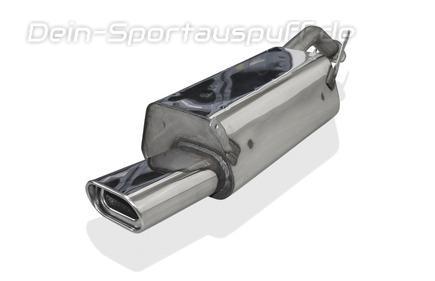 Fox Edelstahl Sportauspuff Mitsubishi Carisma DAO 1.6l 1.8l Bj.95-04 135x80mm flachoval eingerollt abgeschrägt mit Absorber