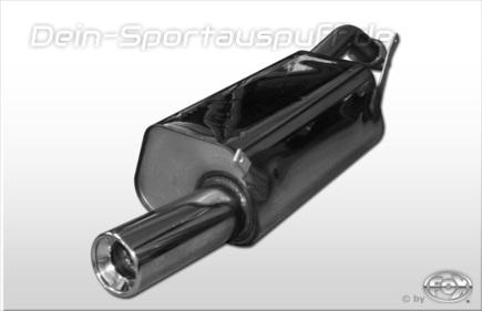 Fox Edelstahl Sportauspuff Mitsubishi Carisma DAO 1.9 D 75kW 85kW Bj.95-04 1x90mm rund eingerollt gerade mit Absorber