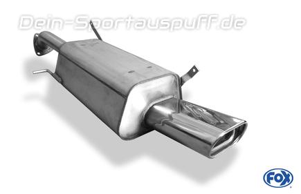Fox Edelstahl Sportauspuff Mitsubishi Carisma DAO 1.9 D 75kW 85kW Bj.95-04 135x80mm flachoval eingerollt abgeschrägt mit Absorber