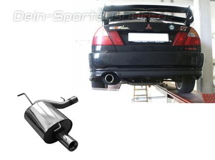 Fox Edelstahl Sportauspuff Mitsubishi Lancer Evolution VI - Evo 6 1x90mm rund eingerollt gerade mit Absorber