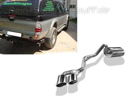 Fox Edelstahl Sportauspuff Mitsubishi L200 - K60T Bj.96-06 2x115x85mm oval eingerollt seitlich abgeschrägt