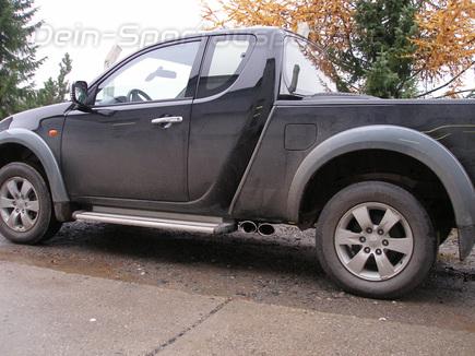 Fox Edelstahl Sportauspuff Mitsubishi L200 - KAOT Clubcap ab 2006 2x115x85mm oval eingerollt seitlich abgeschrägt