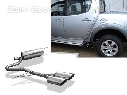 Fox Edelstahl Sportauspuff Mitsubishi L200 - KAOT Fourcap ab 2006 2x115x85mm oval eingerollt seitlich abgeschrägt