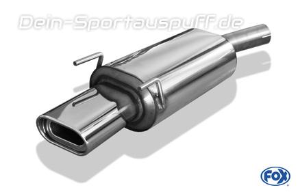 Fox Edelstahl Sportauspuff Ø60mm-System Opel Corsa B 135x80mm flachoval eingerollt abgeschrägt mit Absorber