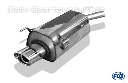 Fox Edelstahl Sportauspuff Opel Corsa C 115x85mm oval eingerollt abgeschrägt mit Absorber