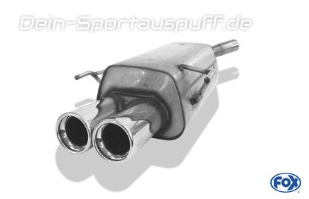 Fox Edelstahl Sportauspuff Opel Corsa C 2x76mm rund eingerollt gerade mit Absorber
