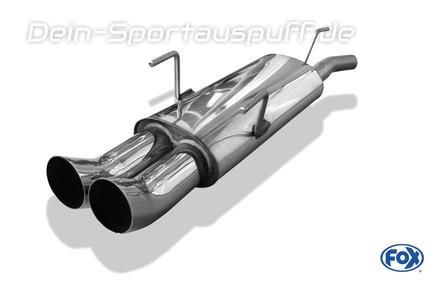 Fox Edelstahl Sportauspuff Opel Astra F Caravan 3-Punkt-Aufhängung 2x76mm DTM rund scharf gerade