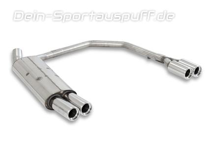 Fox Edelstahl Duplex Sportauspuff Opel Astra F inkl. Gsi 16V CC Fließheck 1-Punkt-Aufhängung 2x80mm rund eingerollt gerade mit Absorber