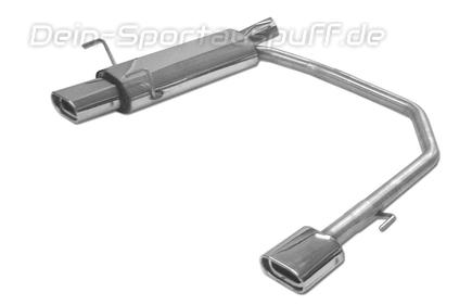 Fox Edelstahl Duplex Sportauspuff Ø63,5mm-System Opel Astra F inkl. Gsi 16V CC Fließheck 1-Punkt-Aufhängung 135x80mm flachoval eingerollt abgeschrägt mit Absorber
