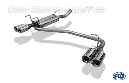 Fox Edelstahl Duplex Sportauspuff Ø63,5mm-System Opel Astra F Caravan 3-Punkt-Aufhängung 2x80mm rund eingerollt gerade mit Absorber