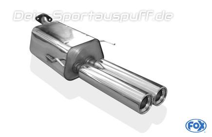 Fox Edelstahl Sportauspuff Ø60mm-System Opel Astra G Stufenheck 2x80mm rund eingerollt gerade mit Absorber