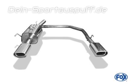 Fox Edelstahl Duplex Sportauspuff Ø60mm-System Opel Astra G Caravan 135x80mm flachoval eingerollt abgeschrägt mit Absorber