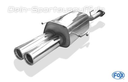 Fox Edelstahl Sportauspuff Opel Astra G Coupe u. Cabrio 2x76mm rund eingerollt gerade mit Absorber