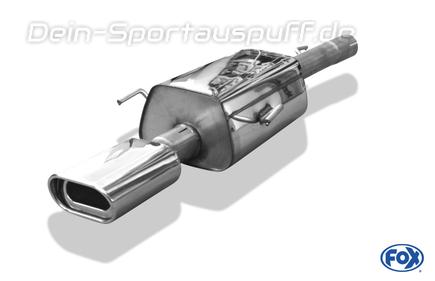 Fox Edelstahl Sportauspuff Ø60mm-System Opel Astra G Coupe u. Cabrio 135x80mm flachoval eingerollt abgeschrägt mit Absorber