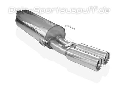 Fox Edelstahl Sportauspuff Opel Astra G Coupe u. Cabrio Turbo 2x80mm rund eingerollt gerade mit Absorber