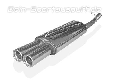 Fox Edelstahl Sportauspuff Opel Vectra A Stufenheck 2x76mm rund eingerollt gerade mit Absorber