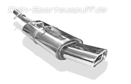 Fox Edelstahl Sportauspuff Opel Vectra A Stufenheck 135x80mm flachoval eingerollt abgeschrägt mit Absorber