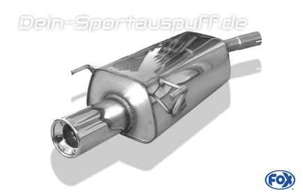 Fox Edelstahl Sportauspuff Opel Tigra B TwinTop 1x90mm rund eingerollt gerade mit Absorber