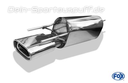 Fox Edelstahl Sportauspuff Opel Calibra A inkl. 4x4 2.0l 100kW 2.5l V6 135x80mm flachoval eingerollt abgeschrägt mit Absorber