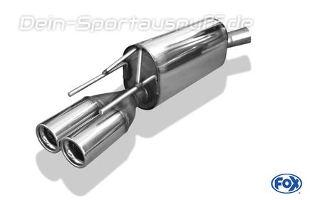 Fox Edelstahl Sportauspuff Opel Calibra A Turbo 2x76mm rund eingerollt gerade mit Absorber
