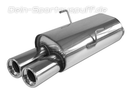Fox Edelstahl Sportauspuff Peugeot 106 I u. II 1.0l 1.1l 2x76mm rund eingerollt gerade mit Absorber