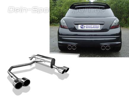 Fox Edelstahl Duplex Sportauspuff Peugeot 207 RC 2x100mm rund eingerollt abgeschrägt