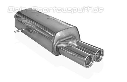 Fox Edelstahl Sportauspuff Peugeot 307 Fließheck 2x76mm rund eingerollt gerade mit Absorber