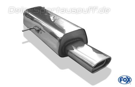 Fox Edelstahl Sportauspuff Peugeot 307 Fließheck 135x80mm flachoval eingerollt abgeschrägt mit Absorber