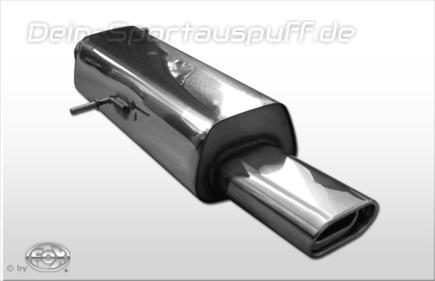 Fox Edelstahl Sportauspuff Peugeot 307 HDi Fließheck 135x80mm flachoval eingerollt abgeschrägt mit Absorber