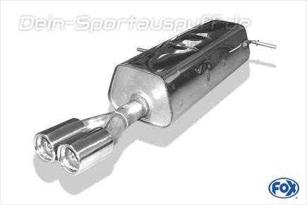 Fox Edelstahl Sportauspuff Peugeot 307 Break - SW 2x76mm rund eingerollt gerade mit Absorber