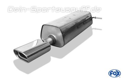 Fox Edelstahl Sportauspuff Peugeot 307 Break - SW 135x80mm flachoval eingerollt abgeschrägt mit Absorber