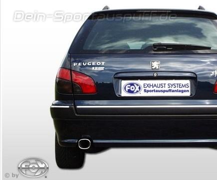 Fox Edelstahl Sportauspuff Peugeot 406 Break 3.0l 93x79mm rechteckig eingerollt abgeschrägt mit Absorber