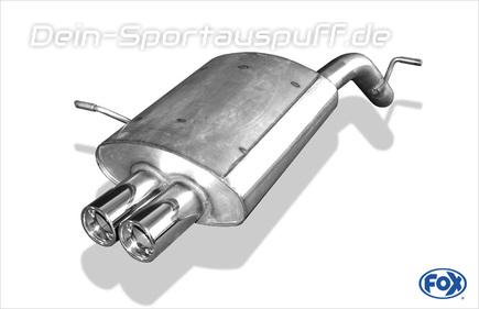 Fox Edelstahl Sportauspuff Peugeot 407 2.0l 2x80mm rund eingerollt gerade mit Absorber