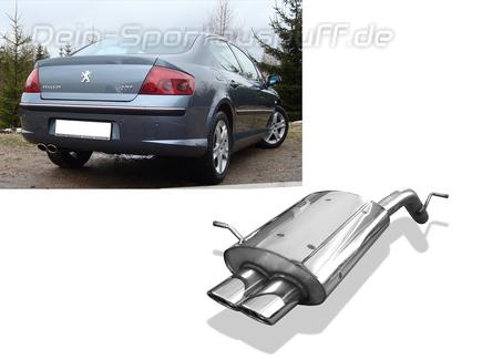 Fox Edelstahl Sportauspuff Peugeot 407 2.2l 2x106x71mm oval eingerollt abgeschrägt mit Absorber