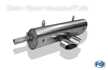 Fox Edelstahl Sportauspuff mittig Porsche Boxster Typ 986 2.5 2x115x85mm oval eingerollt seitlich abgeschrägt