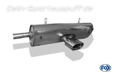 Fox Edelstahl Sportauspuff mittig Porsche Boxster Typ 986 2.5 135x80mm flachoval eingerollt abgeschrägt mit Absorber
